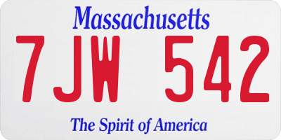 MA license plate 7JW542