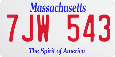 MA license plate 7JW543