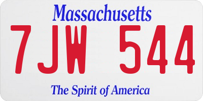 MA license plate 7JW544