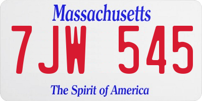 MA license plate 7JW545