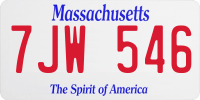 MA license plate 7JW546