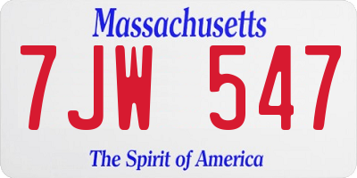 MA license plate 7JW547