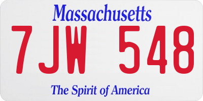MA license plate 7JW548