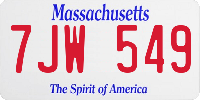 MA license plate 7JW549