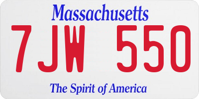 MA license plate 7JW550