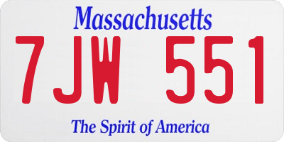 MA license plate 7JW551