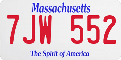 MA license plate 7JW552
