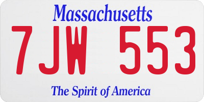 MA license plate 7JW553