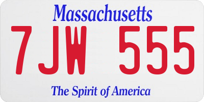 MA license plate 7JW555
