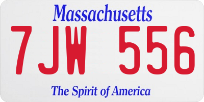 MA license plate 7JW556
