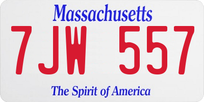 MA license plate 7JW557