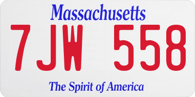 MA license plate 7JW558