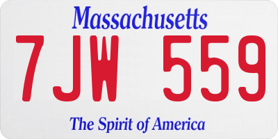 MA license plate 7JW559