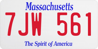 MA license plate 7JW561