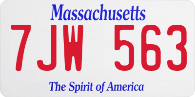 MA license plate 7JW563