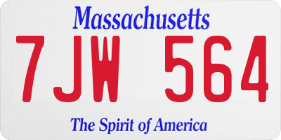 MA license plate 7JW564