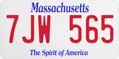 MA license plate 7JW565