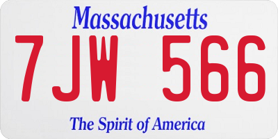 MA license plate 7JW566