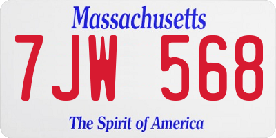 MA license plate 7JW568