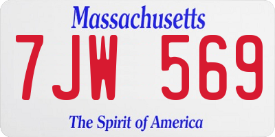 MA license plate 7JW569