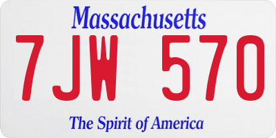 MA license plate 7JW570