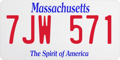 MA license plate 7JW571