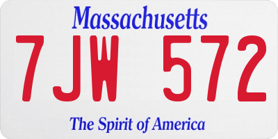 MA license plate 7JW572