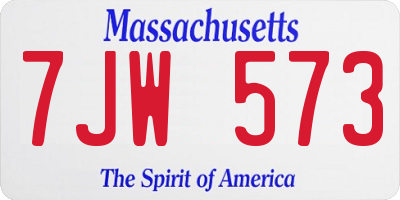 MA license plate 7JW573