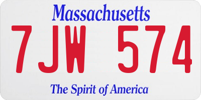 MA license plate 7JW574