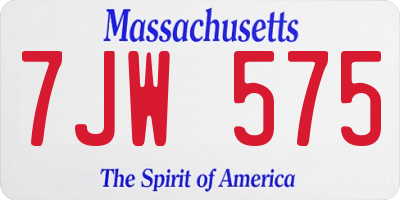 MA license plate 7JW575