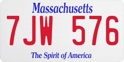 MA license plate 7JW576