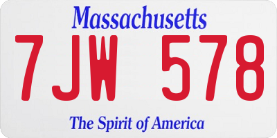 MA license plate 7JW578