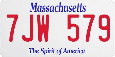 MA license plate 7JW579