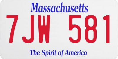 MA license plate 7JW581