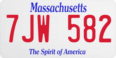 MA license plate 7JW582
