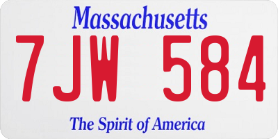 MA license plate 7JW584