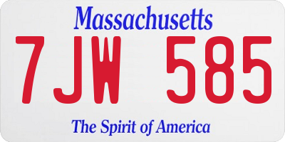 MA license plate 7JW585