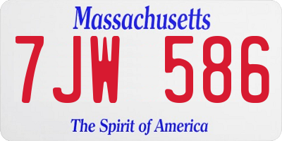 MA license plate 7JW586