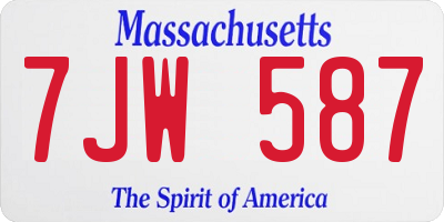 MA license plate 7JW587