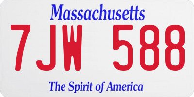 MA license plate 7JW588