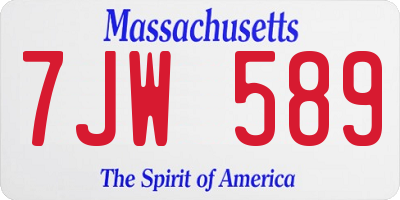 MA license plate 7JW589
