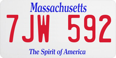MA license plate 7JW592