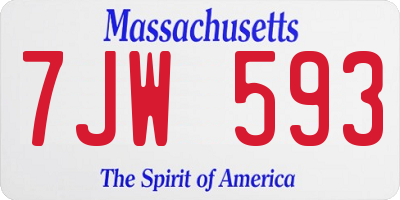 MA license plate 7JW593