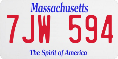 MA license plate 7JW594