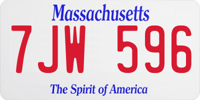 MA license plate 7JW596