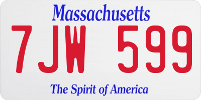 MA license plate 7JW599