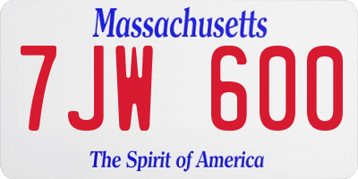 MA license plate 7JW600