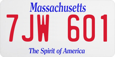 MA license plate 7JW601