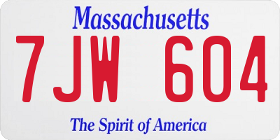 MA license plate 7JW604