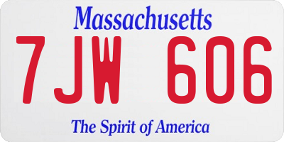 MA license plate 7JW606